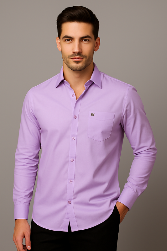 Men’s Lavender Solid Shirt – Slim Fit Premium Cotton by BUTT-Y