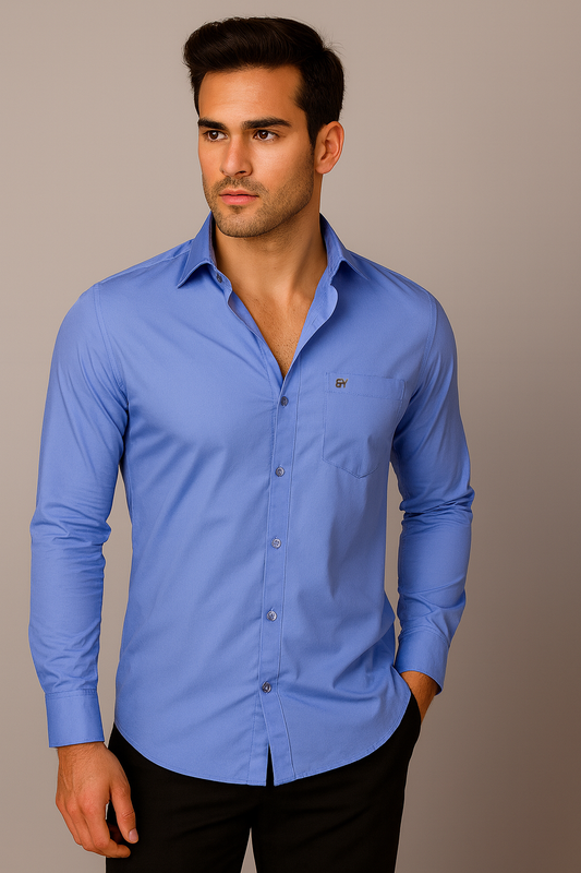 Men’s Royal Blue Solid Shirt – Slim Fit Premium Cotton by BUTT-Y