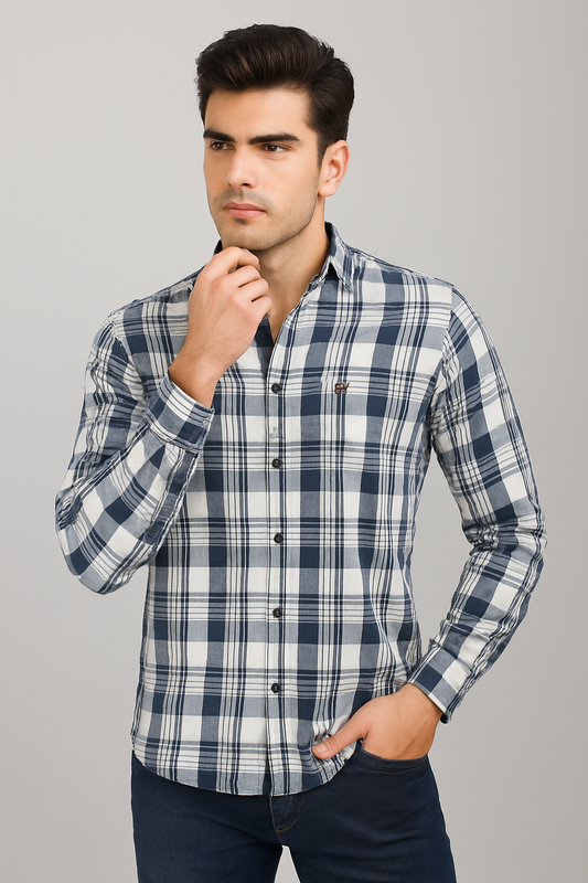 Blue & White Checks – Men’s Casual & Formal Shirt