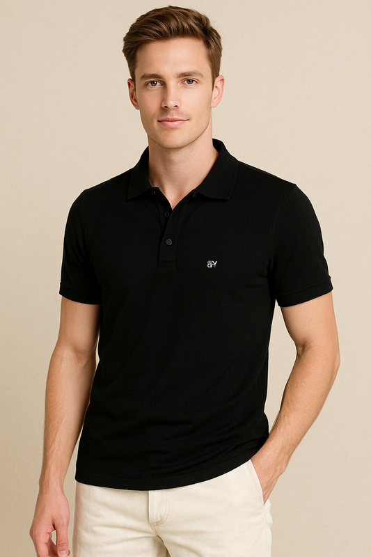 Bold. Clean. Comfortable. – BUTT-Y® Men’s Black Polo T-Shirt with Signature Logo