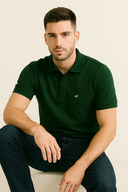 Refined. Bold. Comfortable. – BUTT-Y® Men’s Dark Green Polo T-Shirt with Signature Logo