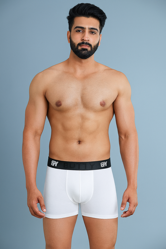 BUTT-Y Men’s Premium Cotton Comfort Trunk – White