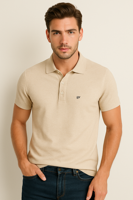 Minimal. Classy. Everyday Essential. – BUTT-Y® Men’s Beige Polo T-Shirt with Signature Logo