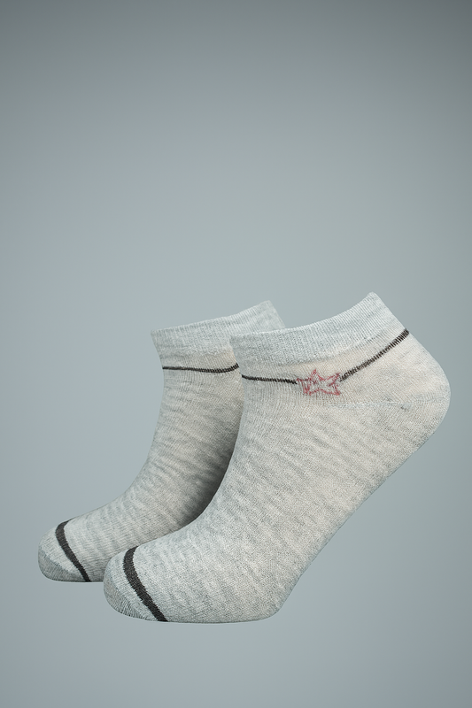 BUTT-Y Classic Ankle Socks – Light Grey with Black Trim – Pack of 2