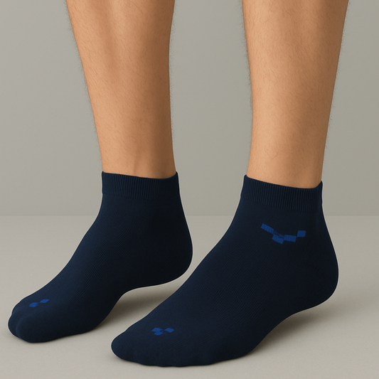 BUTT-Y Combo Pack of 2 – Navy Ankle + Grey No-Show Socks | Cotton Blend | Free Size (UK 6–11)
