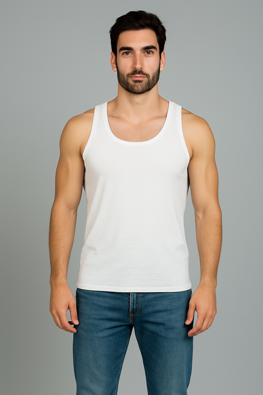 BUTT-Y® Men's White Cotton Vest – Ultra Soft & Sleek Fit