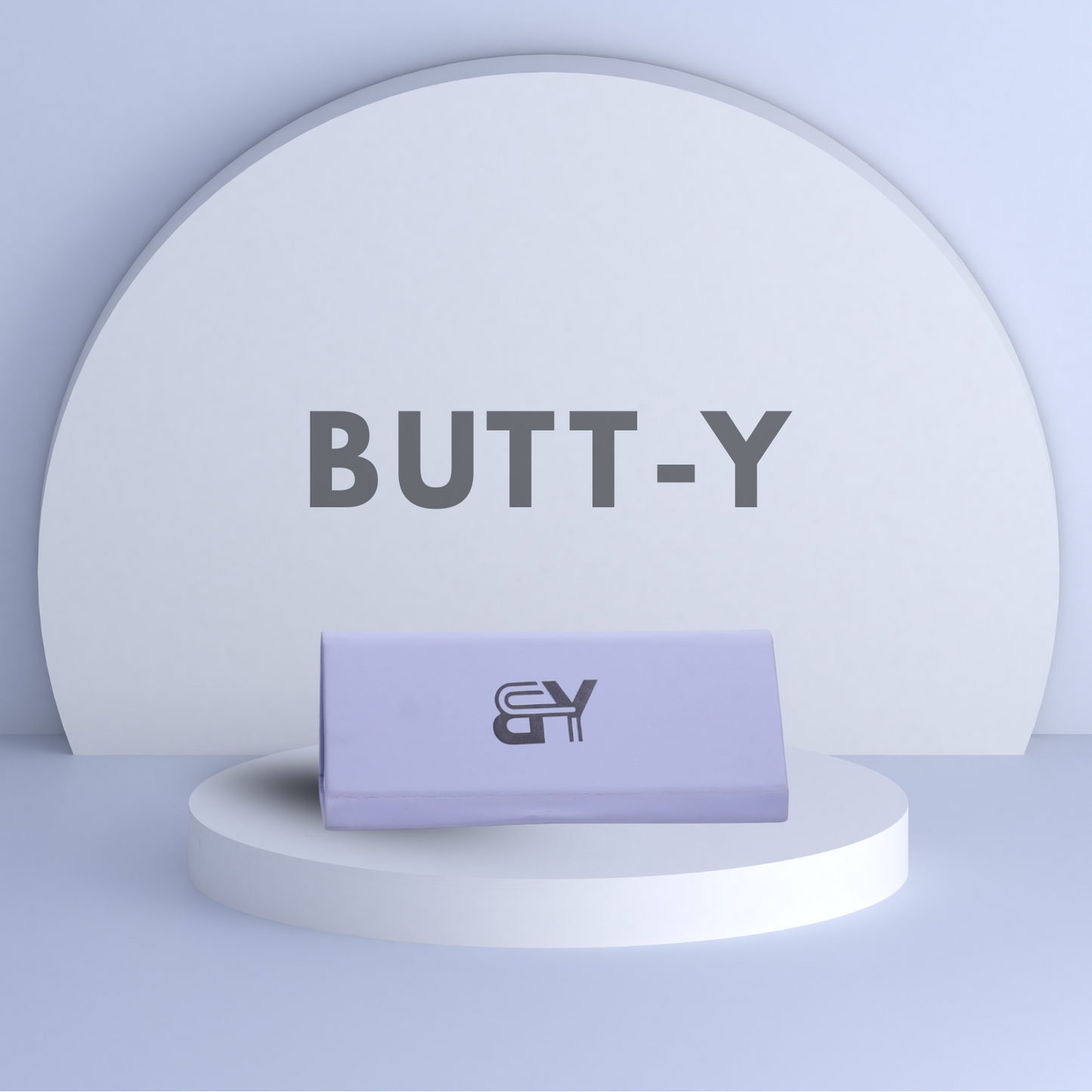 Purple product with 'GY' logo on a white platform against a light gray background