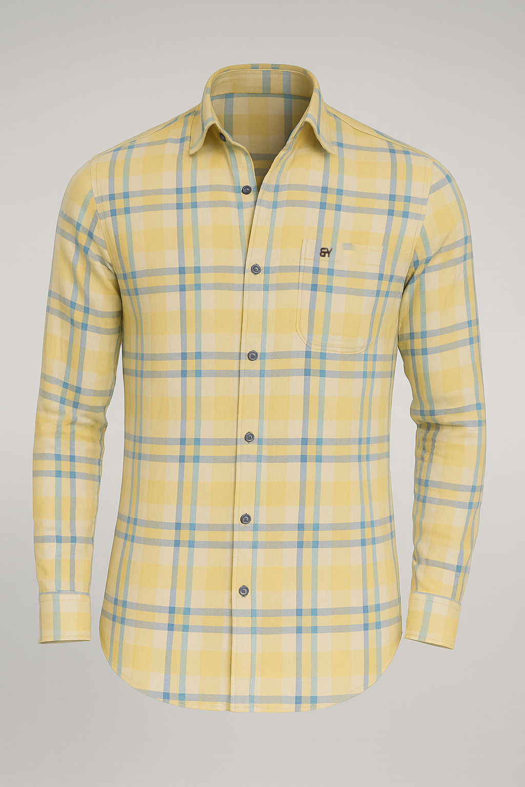 Yellow plaid shirt on a gray background