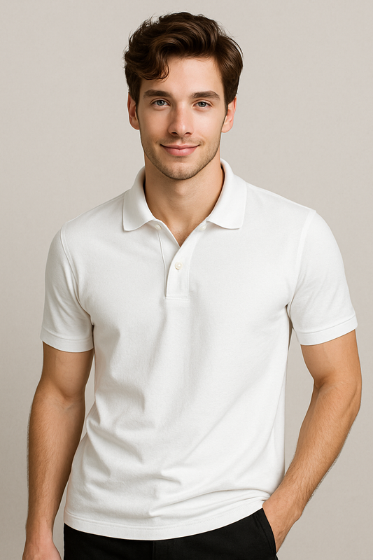 BUTT-Y Men’s White Polo T-Shirt – Regular Fit | Premium Cotton Blend Comfort