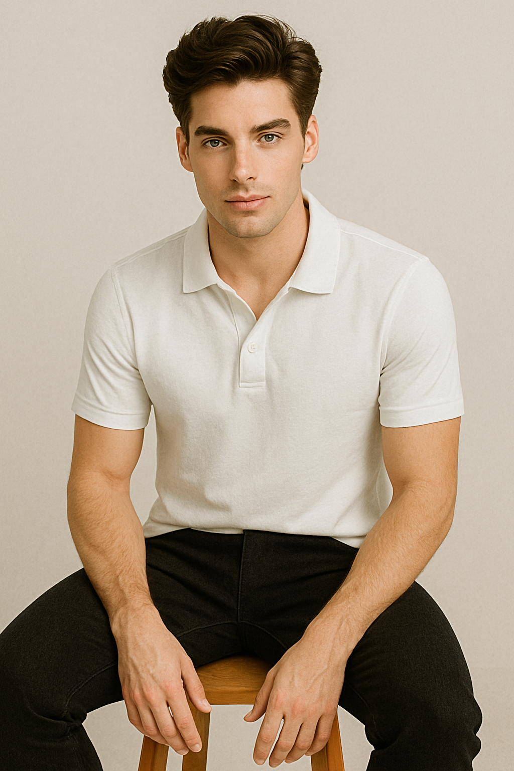 BUTT-Y Men’s White Polo T-Shirt – Regular Fit | Premium Cotton Blend Comfort