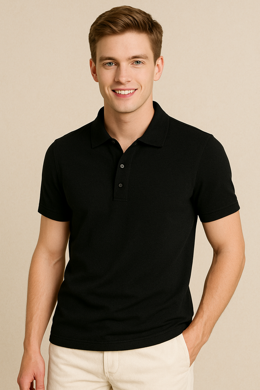 BUTT-Y Men’s Black Polo T-Shirt – Classic Regular Fit | Premium Cotton Comfort