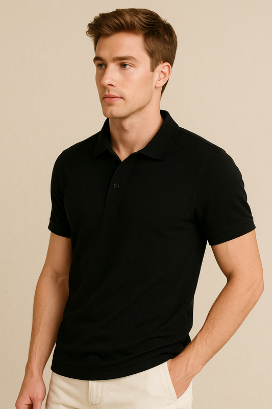 BUTT-Y Men’s Black Polo T-Shirt – Classic Regular Fit | Premium Cotton Comfort