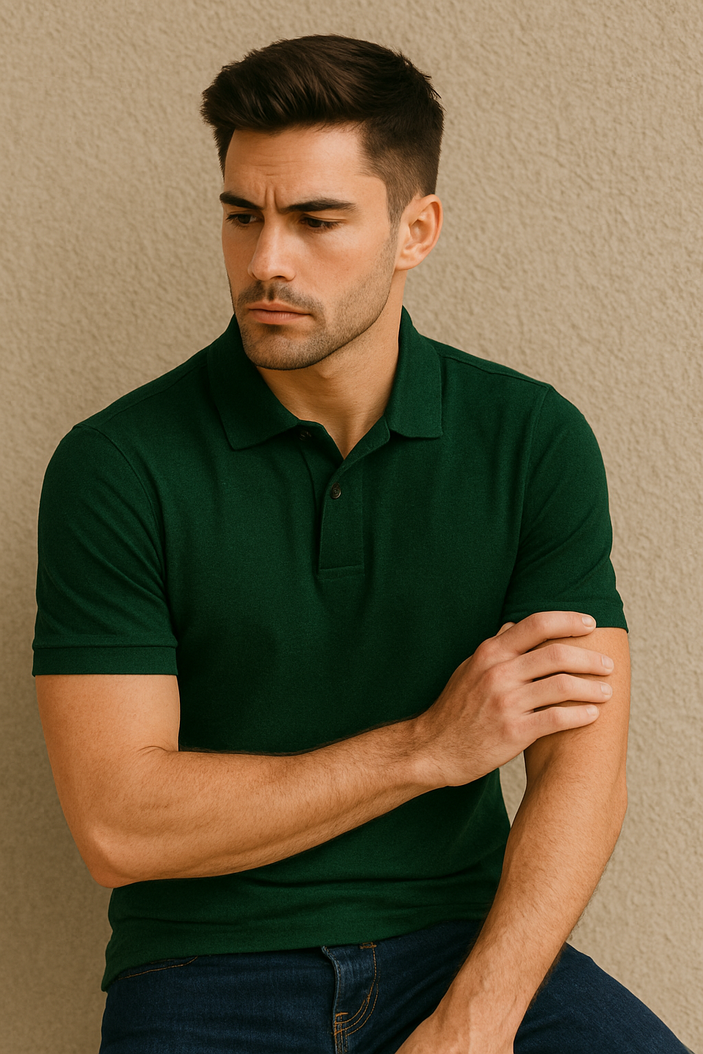 BUTT-Y Men’s Dark Green Polo T-Shirt – Smart Regular Fit | Ultra-Comfort Cotton Blend