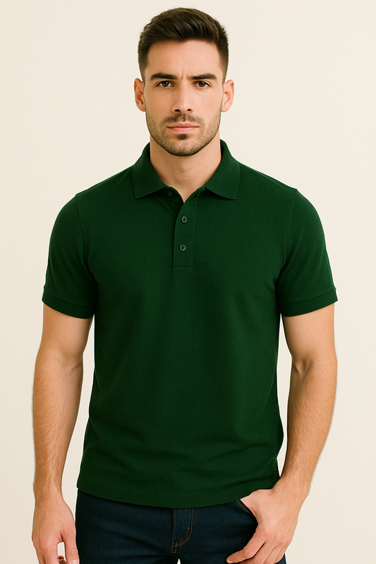 BUTT-Y Men’s Dark Green Polo T-Shirt – Smart Regular Fit | Ultra-Comfort Cotton Blend