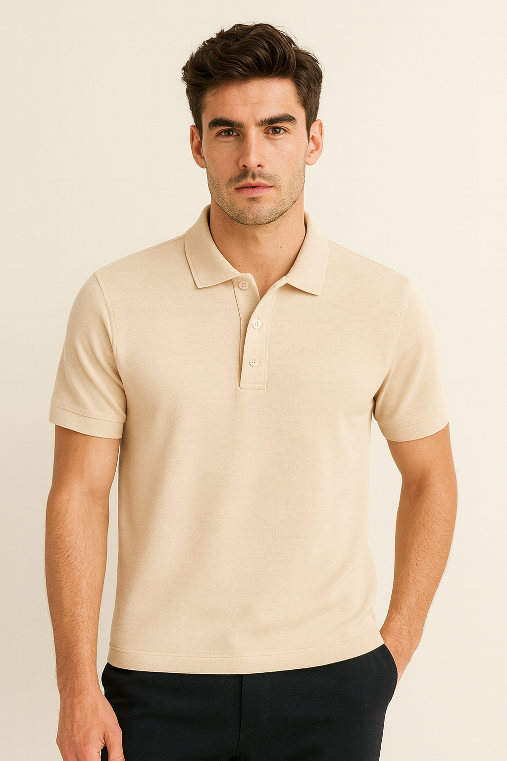 BUTT-Y Men’s Beige Polo T-Shirt – Classic Fit | Premium Feel, Everyday Comfort