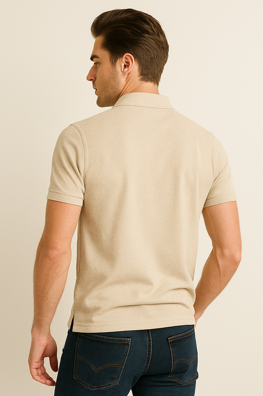 Minimal. Classy. Everyday Essential. – BUTT-Y® Men’s Beige Polo T-Shirt with Signature Logo