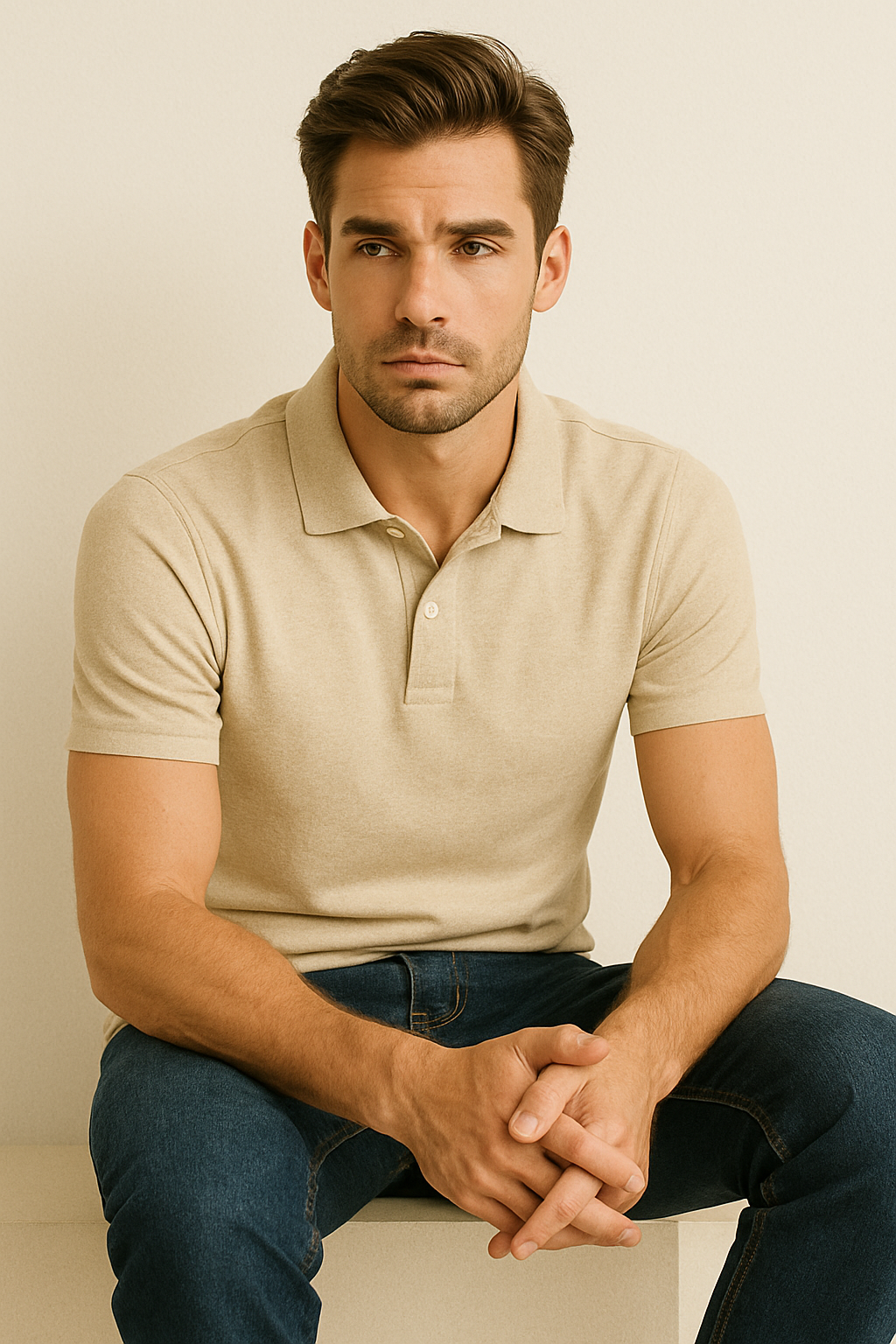 BUTT-Y Men’s Beige Polo T-Shirt – Classic Fit | Premium Feel, Everyday Comfort