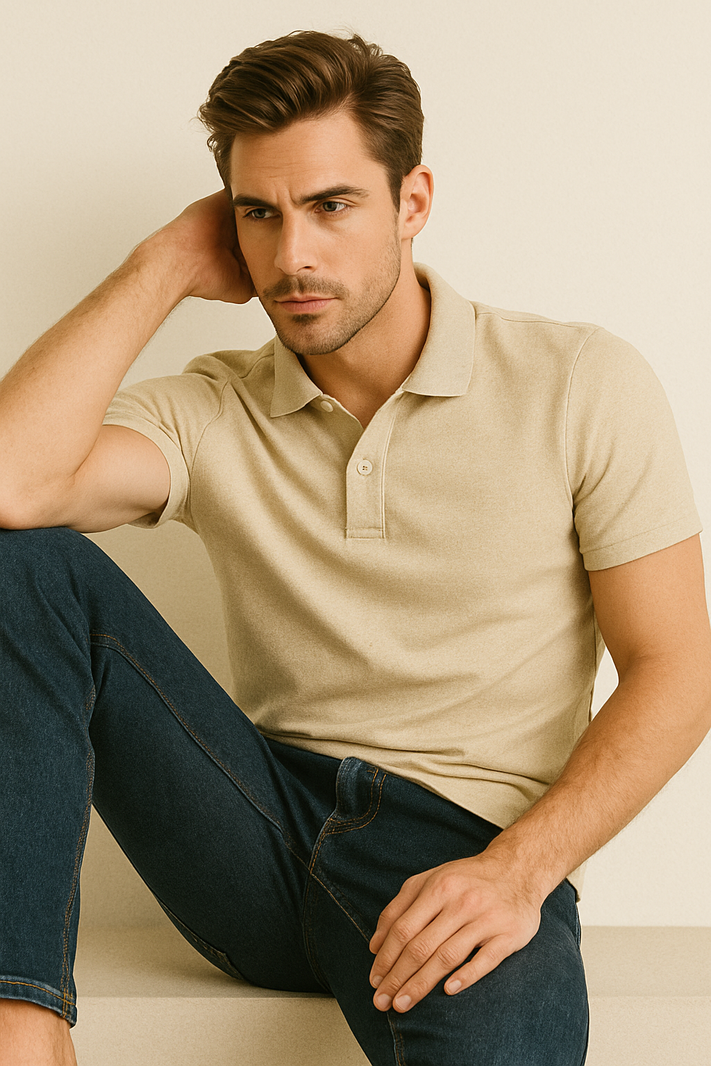 BUTT-Y Men’s Beige Polo T-Shirt – Classic Fit | Premium Feel, Everyday Comfort