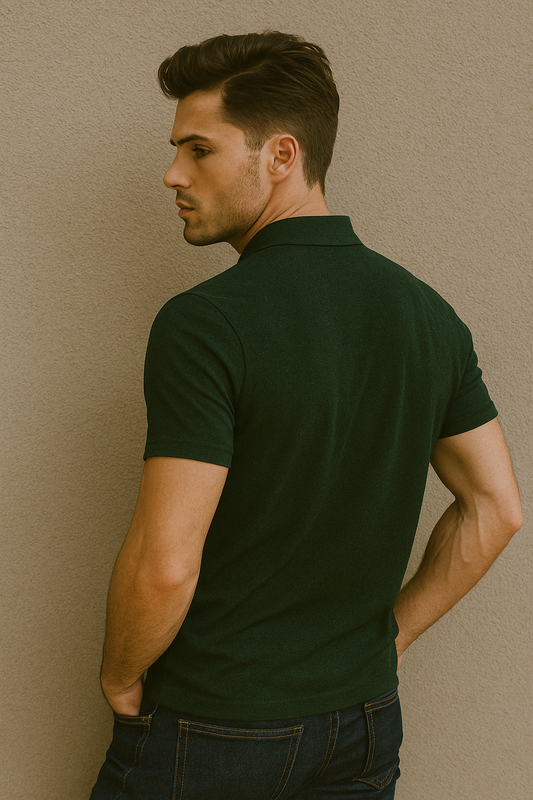 Refined. Bold. Comfortable. – BUTT-Y® Men’s Dark Green Polo T-Shirt with Signature Logo