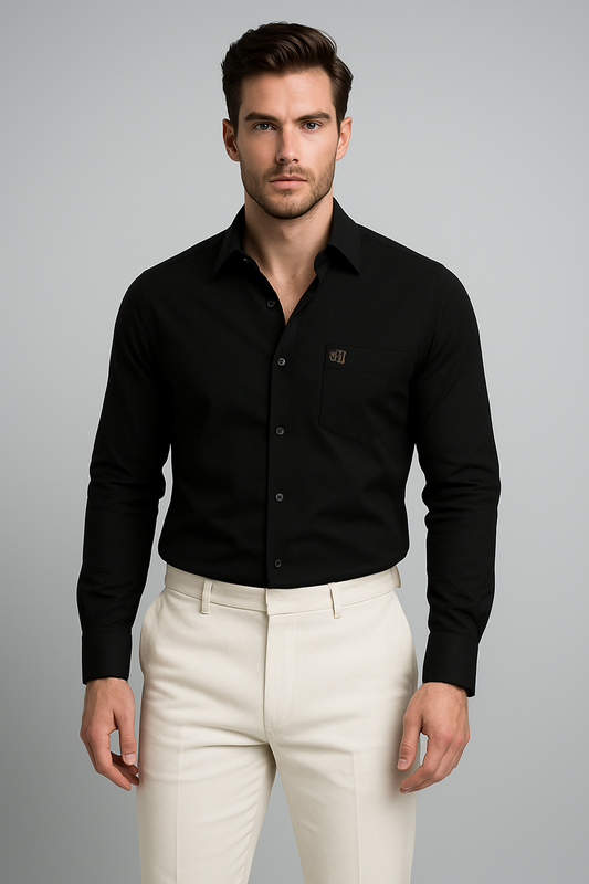 Black Cotton Shirt for Men – Classy Look