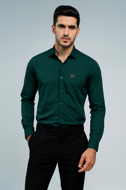 Dark Green Slim Fit Shirt for Men