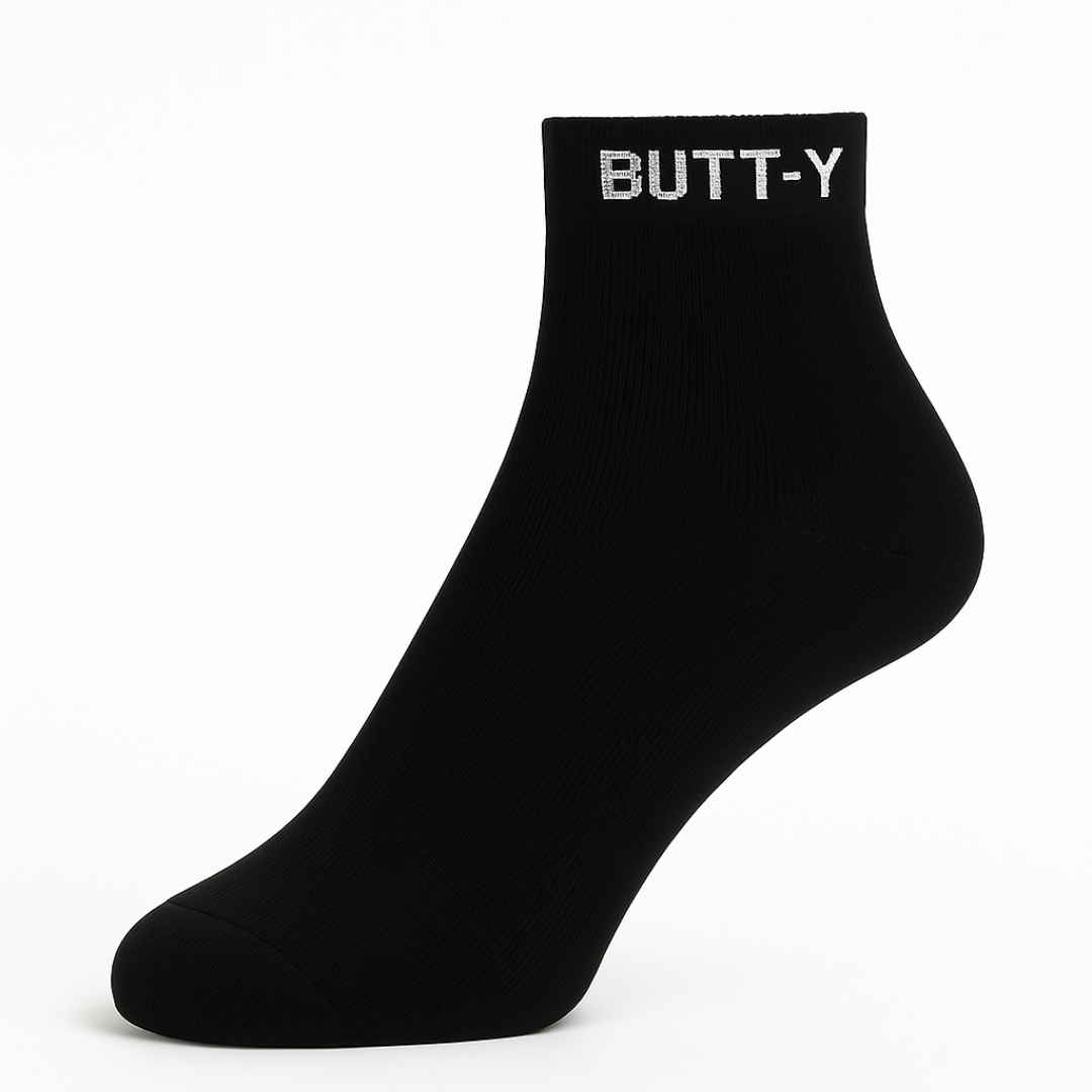 BUTT-Y Black Ankle Socks – Pack of 3 Pairs | Soft Cotton Blend | Free Size (UK 6–11)