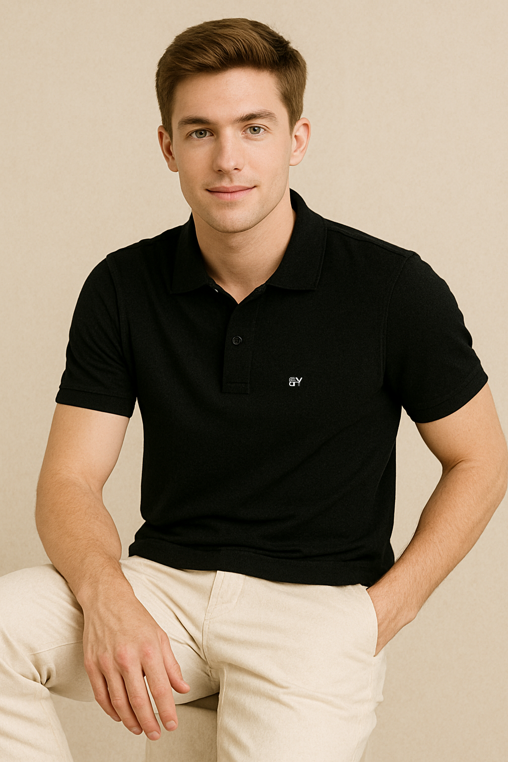 Bold. Clean. Comfortable. – BUTT-Y® Men’s Black Polo T-Shirt with Signature Logo
