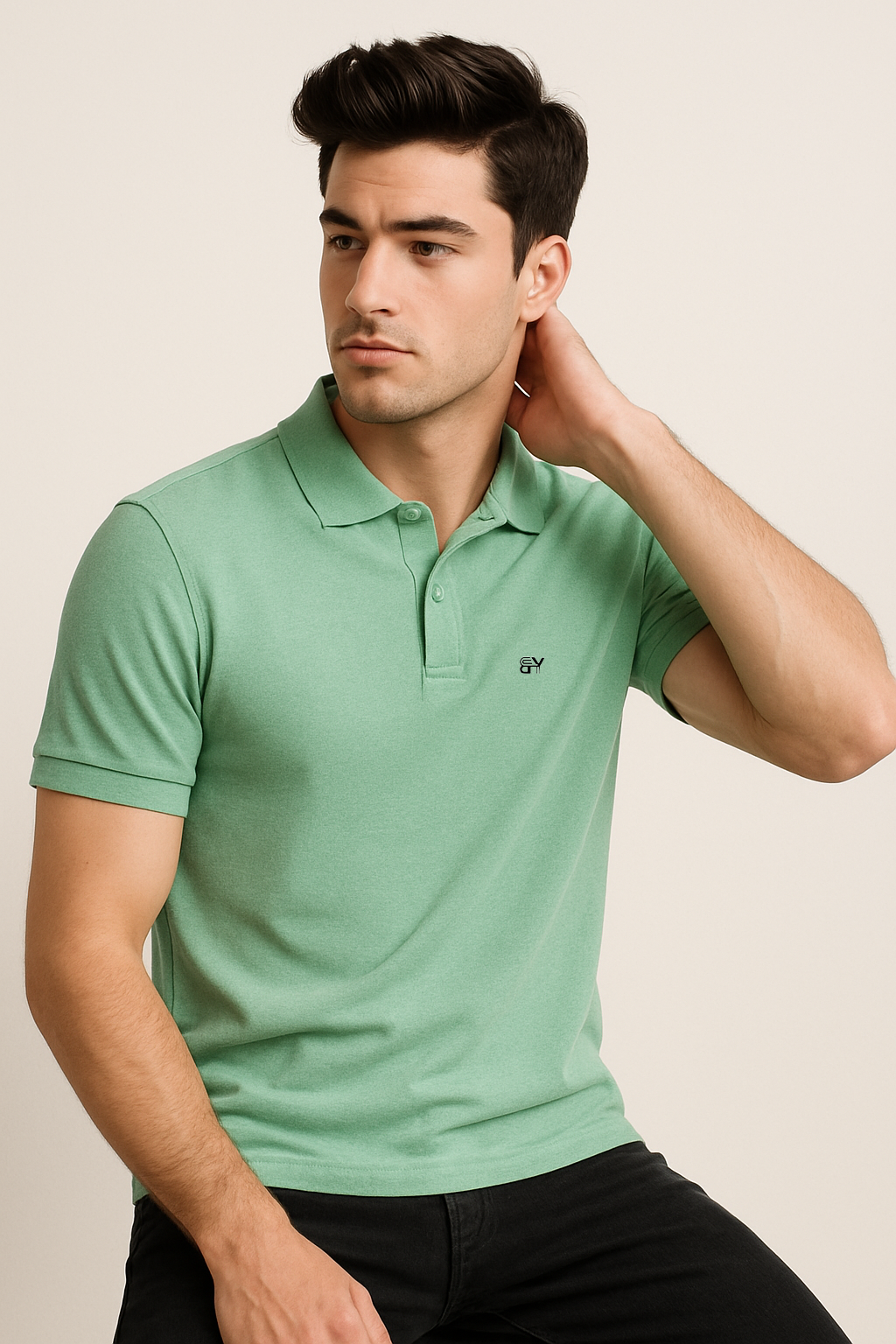 Effortless Style. Everyday Comfort. – BUTT-Y® Men’s Pista Green Polo T-Shirt with Signature Logo