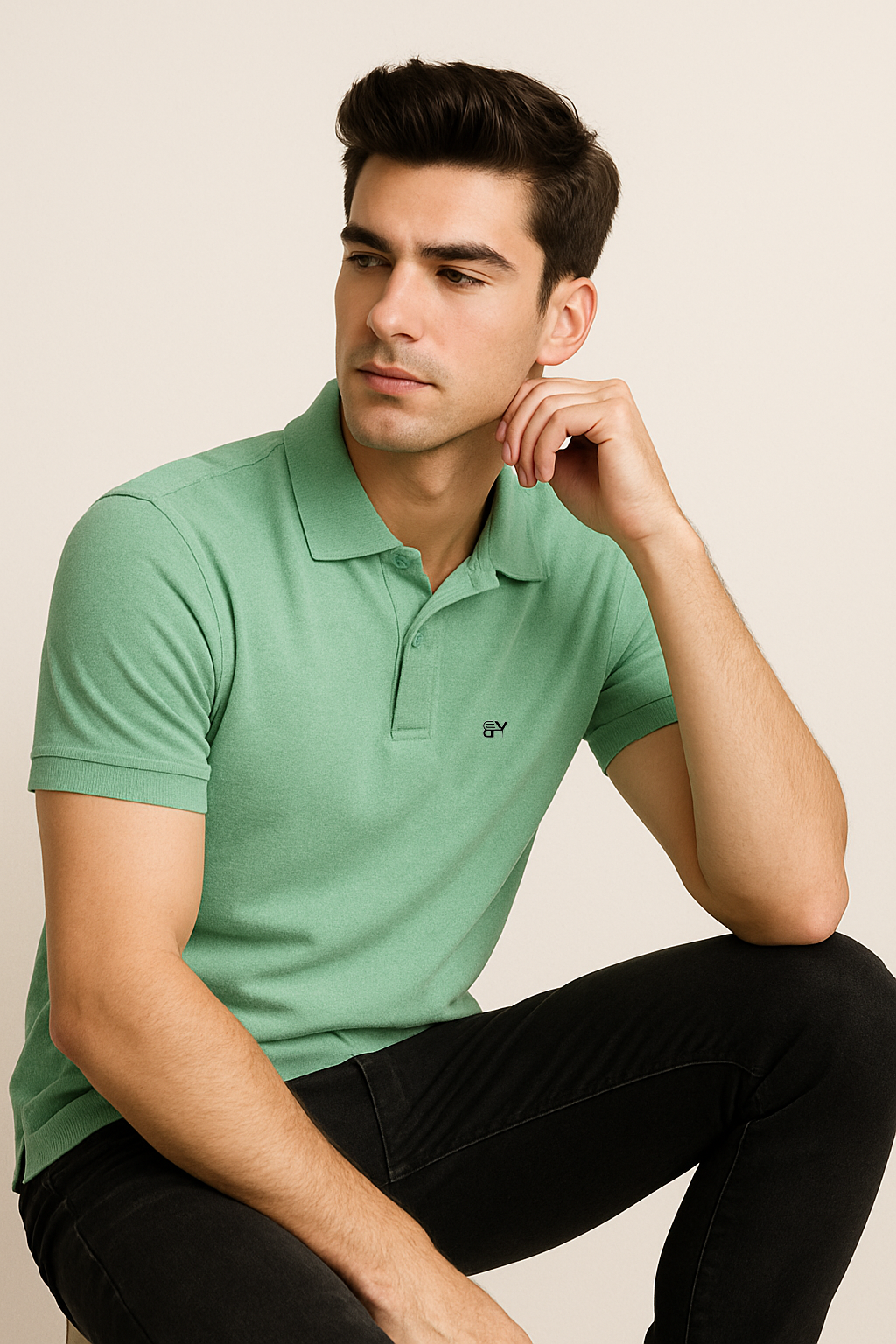 Effortless Style. Everyday Comfort. – BUTT-Y® Men’s Pista Green Polo T-Shirt with Signature Logo
