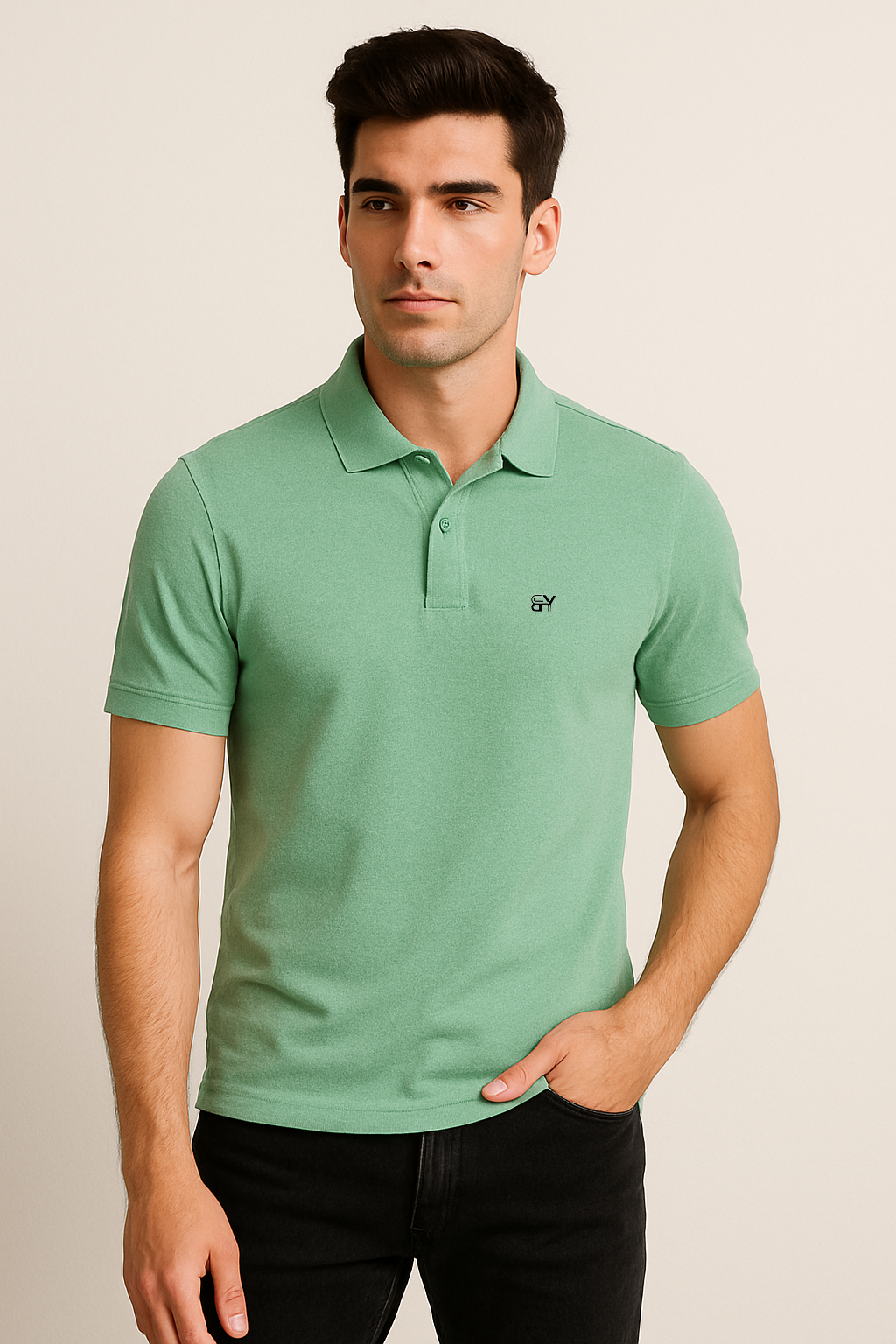 Effortless Style. Everyday Comfort. – BUTT-Y® Men’s Pista Green Polo T-Shirt with Signature Logo