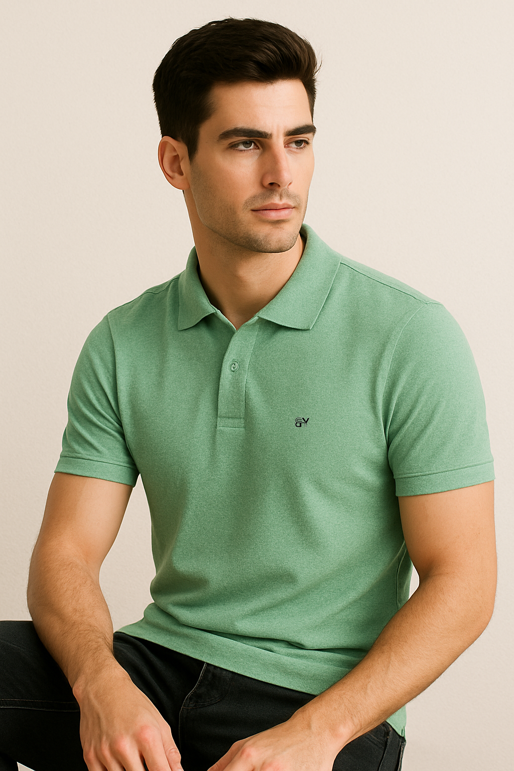 Effortless Style. Everyday Comfort. – BUTT-Y® Men’s Pista Green Polo T-Shirt with Signature Logo