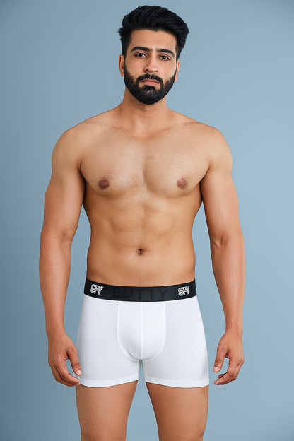 BUTT-Y Men’s Premium Cotton Comfort Trunk – White