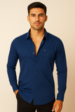 Men’s Midnight Blue Solid Shirt – Slim Fit Premium Cotton by BUTT-Y