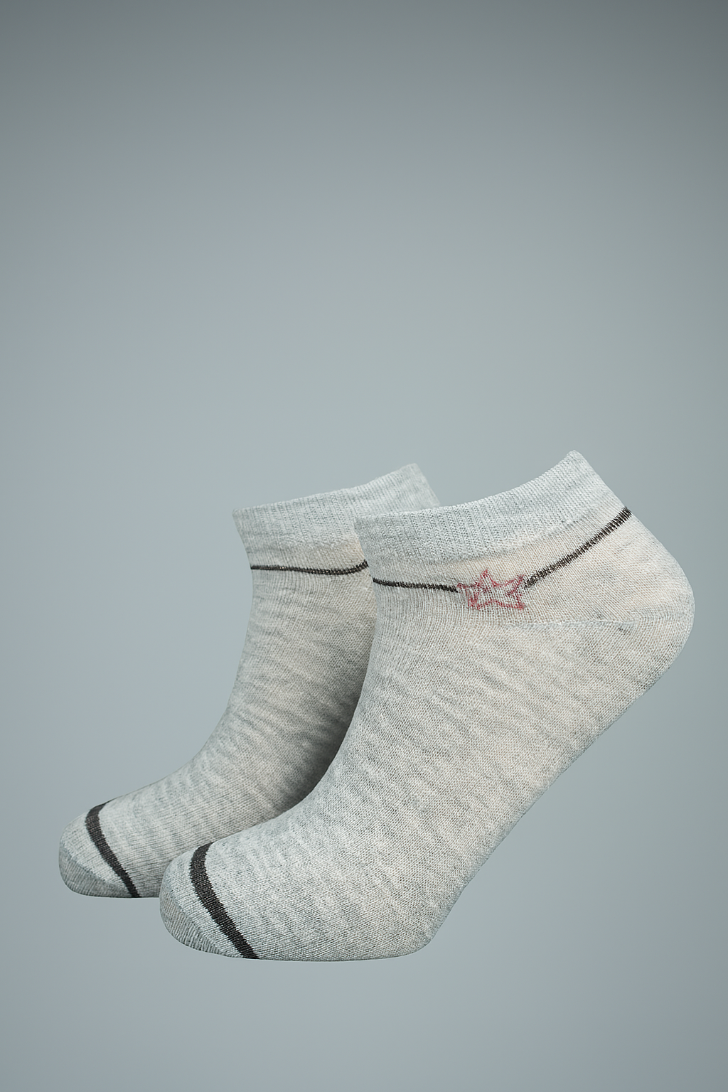 BUTT-Y Classic Ankle Socks – Light Grey with Black Trim – Pack of 2