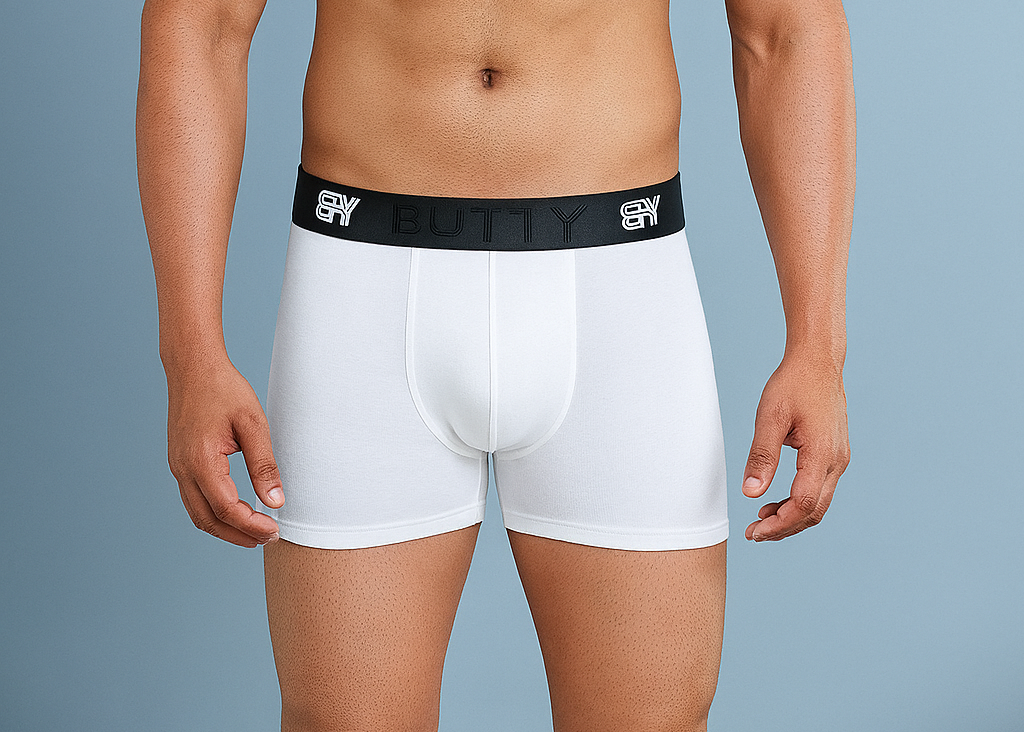 BUTT-Y Men’s Premium Cotton Comfort Trunk – White