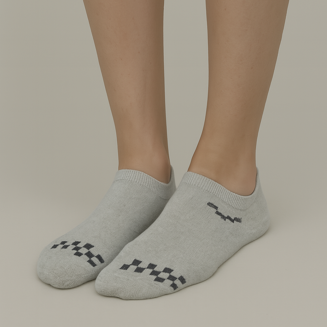 BUTT-Y Combo Pack of 2 – Navy Ankle + Grey No-Show Socks | Cotton Blend | Free Size (UK 6–11)