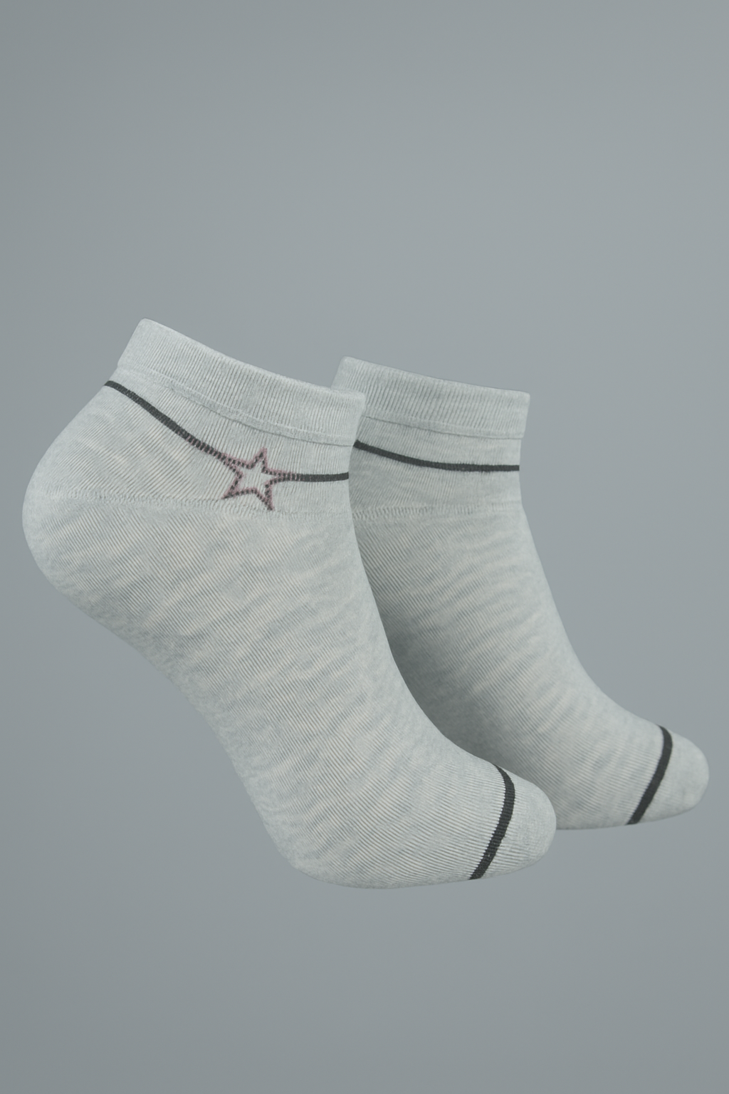 BUTT-Y Classic Ankle Socks – Light Grey with Black Trim – Pack of 2