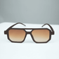 Trendy Square Sunglasses - Brown & Black Gradient Lens