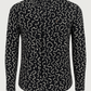 Black shirt with white pattern on a white background