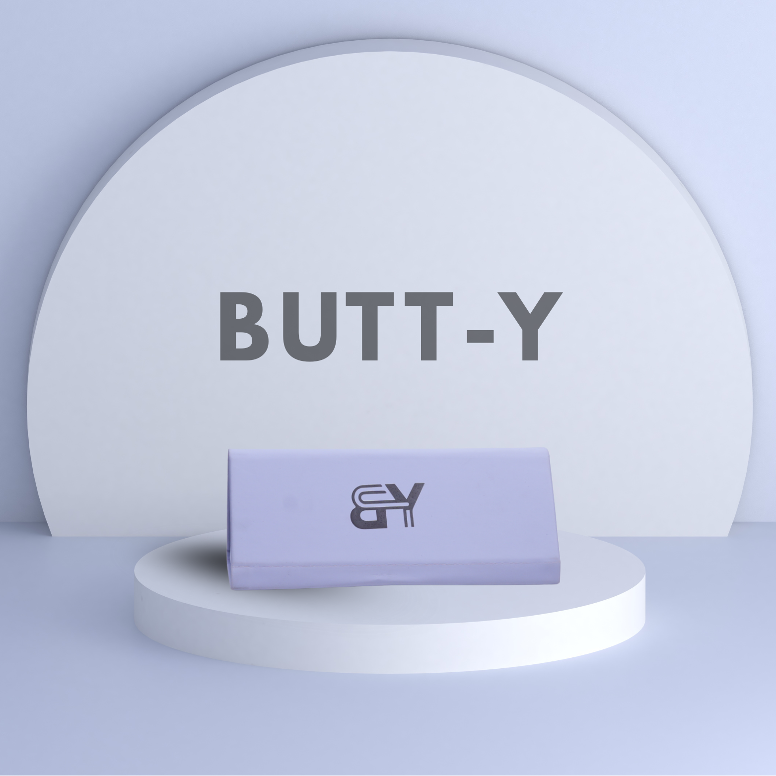 Purple product with 'GY' logo on a white platform against a light gray background