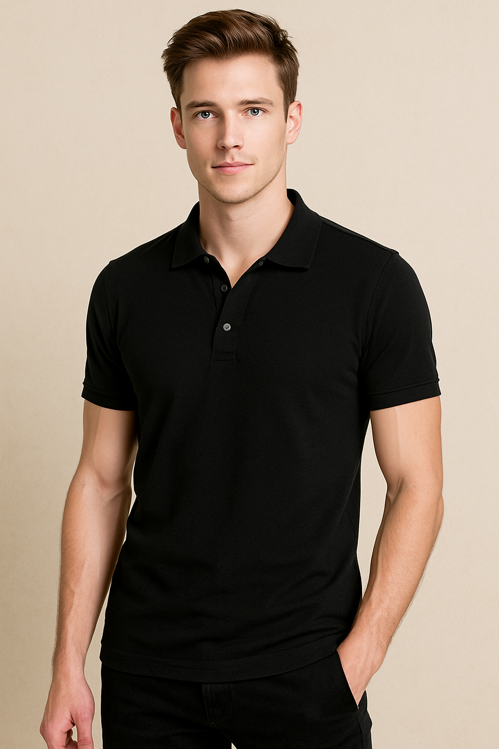 BUTT-Y Men’s Black Polo T-Shirt – Classic Regular Fit | Premium Cotton Comfort
