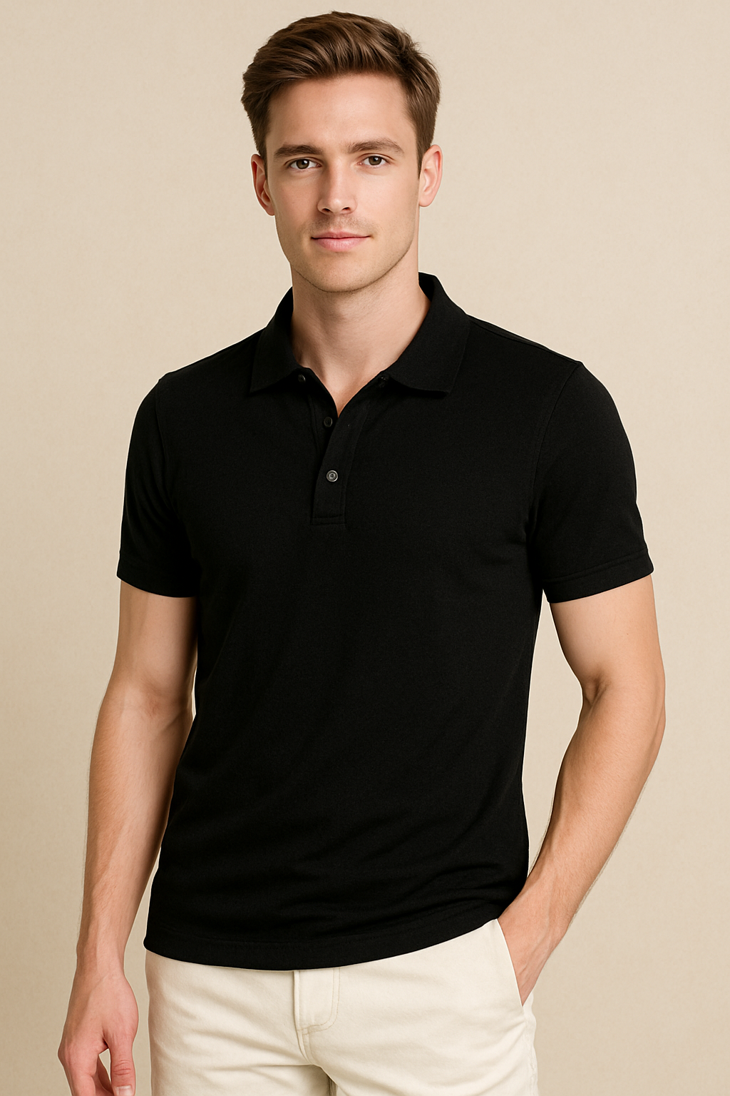BUTT-Y Men’s Black Polo T-Shirt – Classic Regular Fit | Premium Cotton Comfort