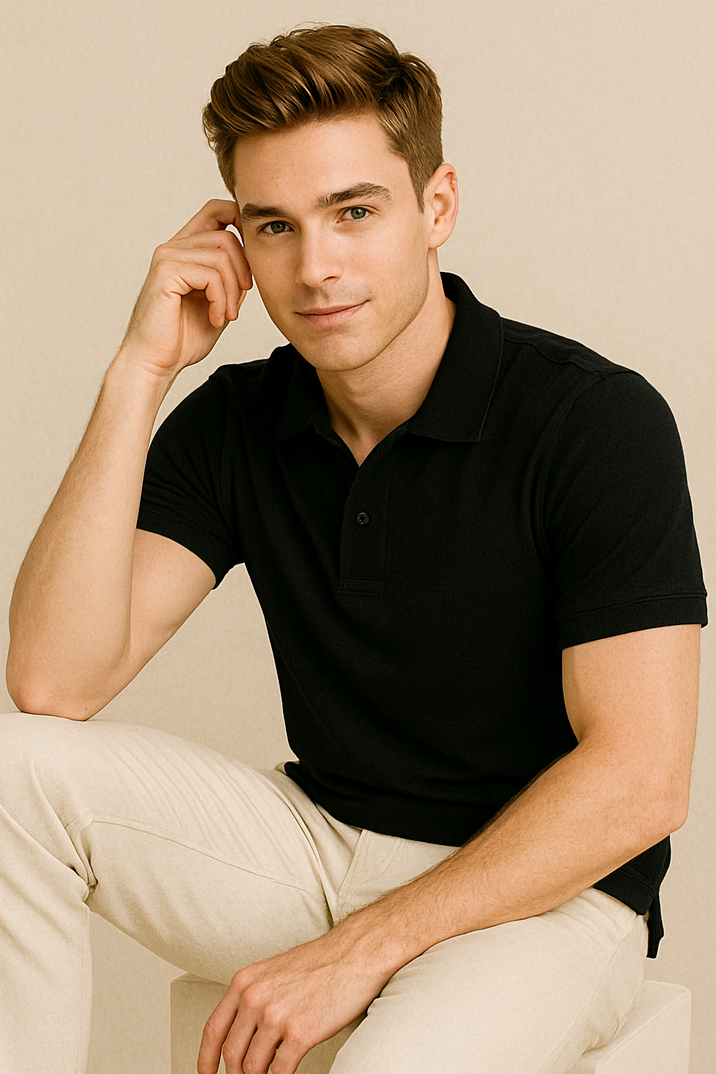 BUTT-Y Men’s Black Polo T-Shirt – Classic Regular Fit | Premium Cotton Comfort