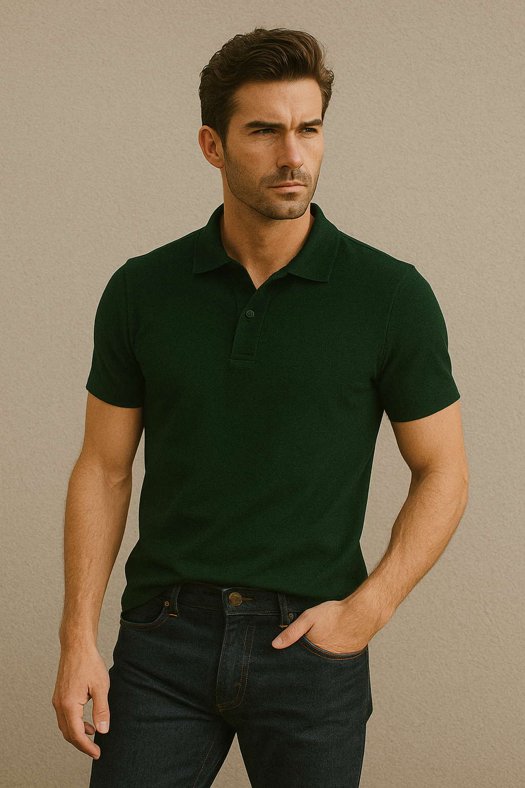 BUTT-Y Men’s Dark Green Polo T-Shirt – Smart Regular Fit | Ultra-Comfort Cotton Blend