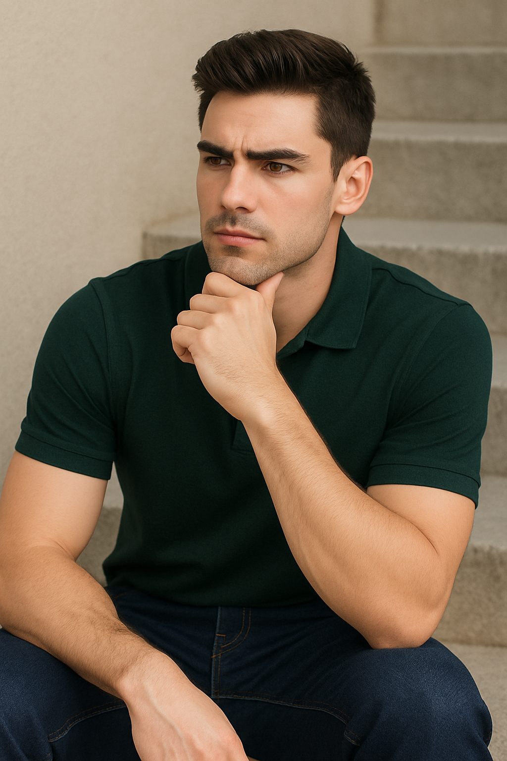 BUTT-Y Men’s Dark Green Polo T-Shirt – Smart Regular Fit | Ultra-Comfort Cotton Blend