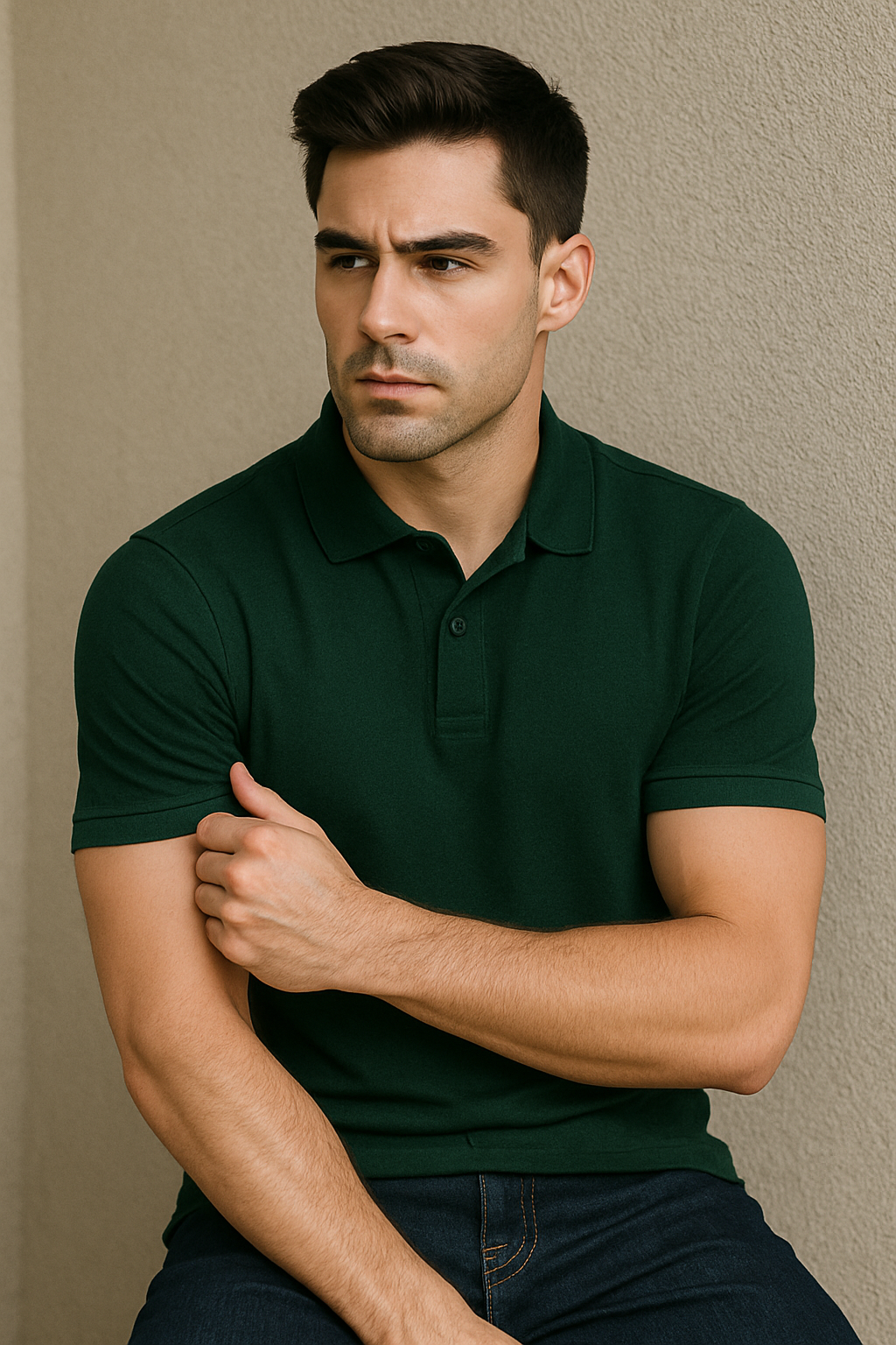 BUTT-Y Men’s Dark Green Polo T-Shirt – Smart Regular Fit | Ultra-Comfort Cotton Blend