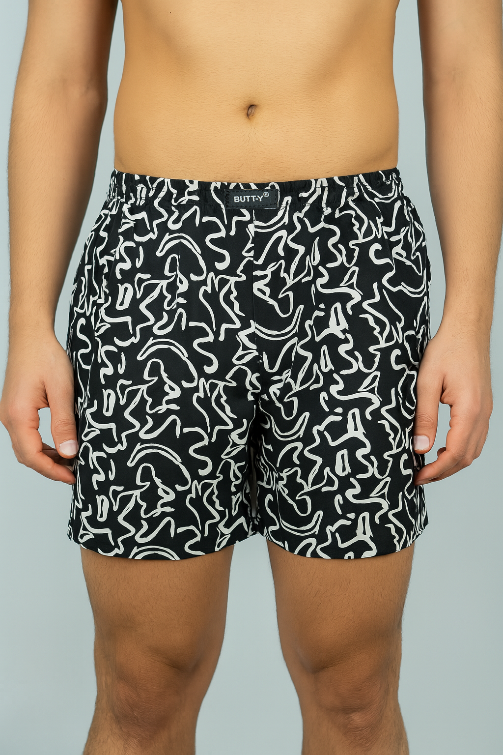 Boxers with Abstract White Line Print – Stylish & Comfortable Everyday Wear
